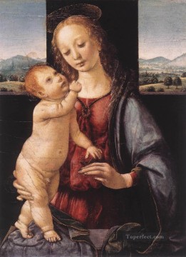 レオナルド・ダ・ヴィンチ Painting - ザクロを持つ聖母子 レオナルド・ダ・ヴィンチ